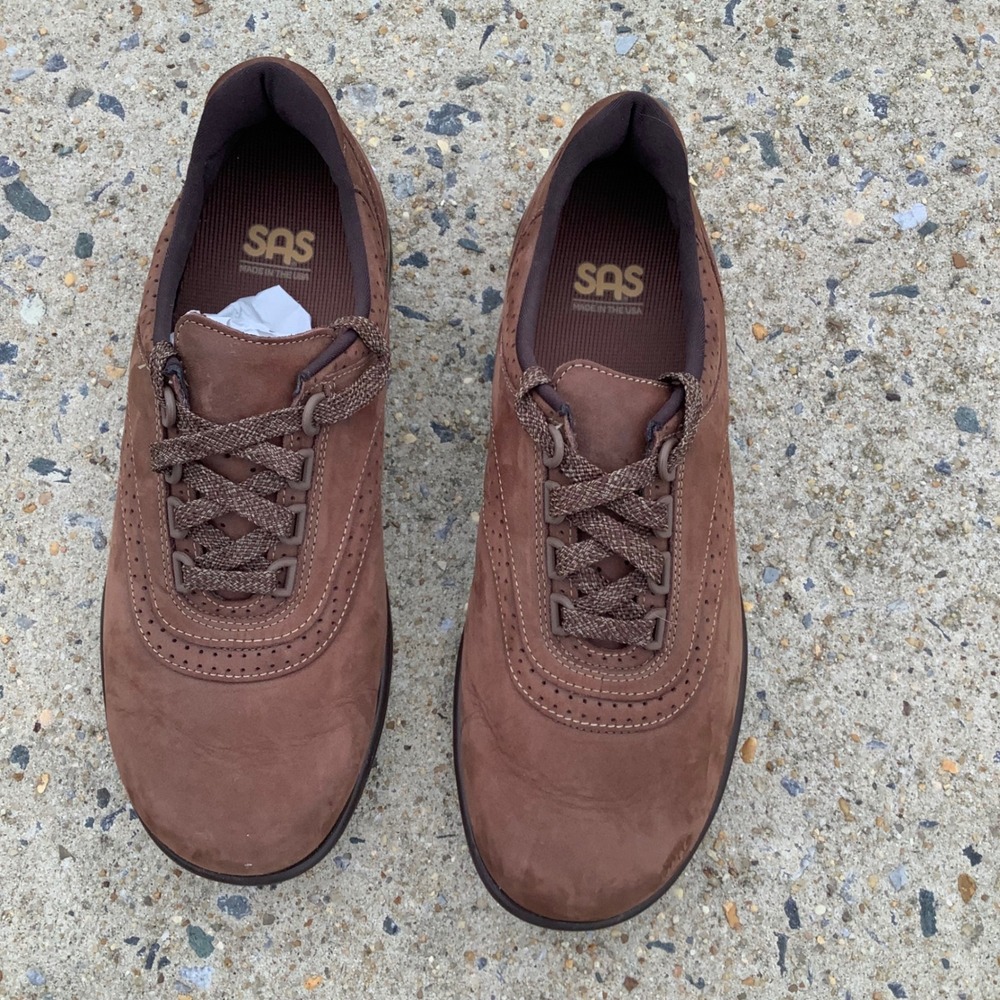 SAS Free Time Brown Nubuck Leather Walking Shoes Womens 10 W Made in USA Comfort - Picture 6 of 16